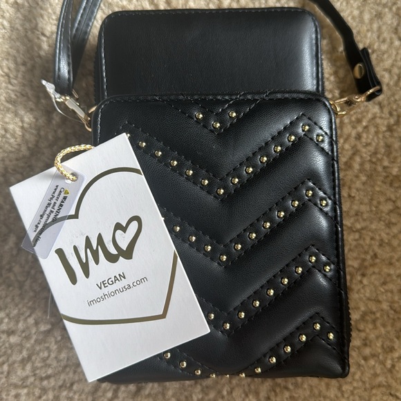 Vegan black and gold two pouch, NWT cross body - Picture 2 of 4